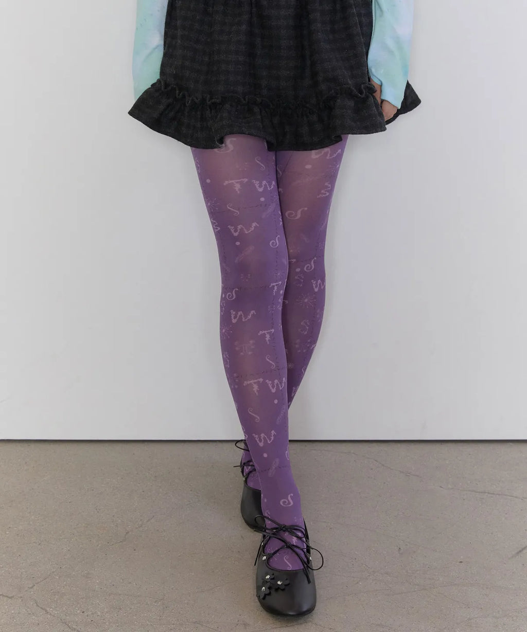 【typeservice】Tiny Glyph Tights [ purple / blue ]