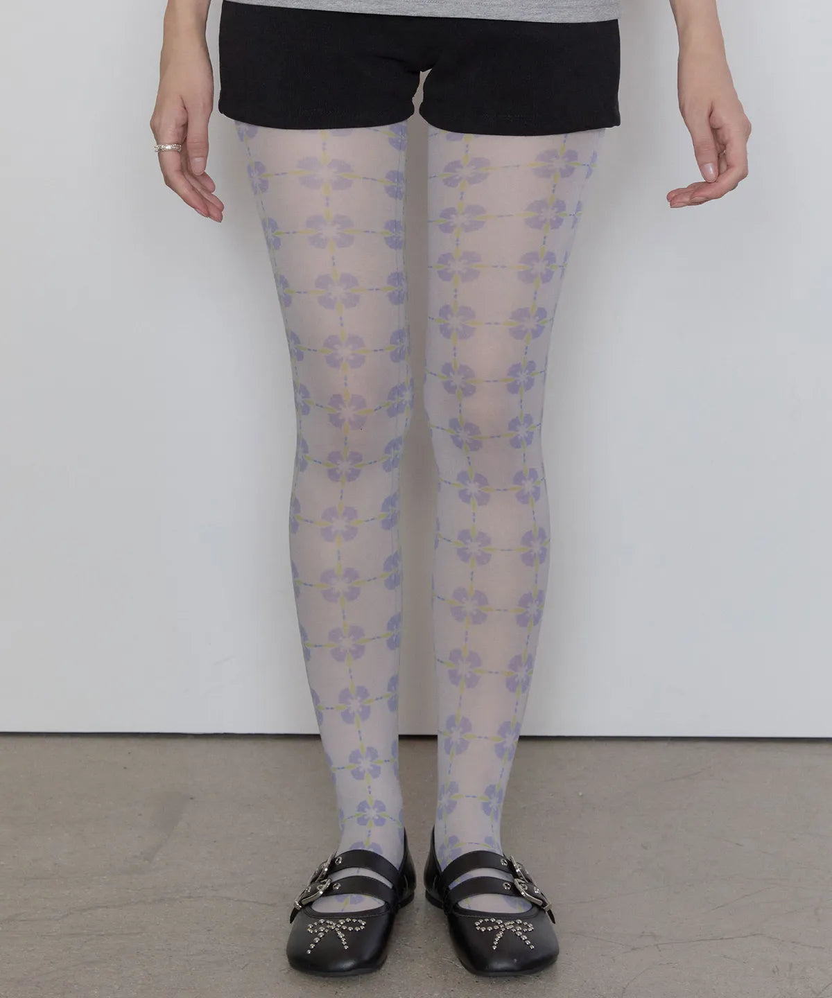 【typeservice】Flora Tile Tights [ Lime / Gray ]