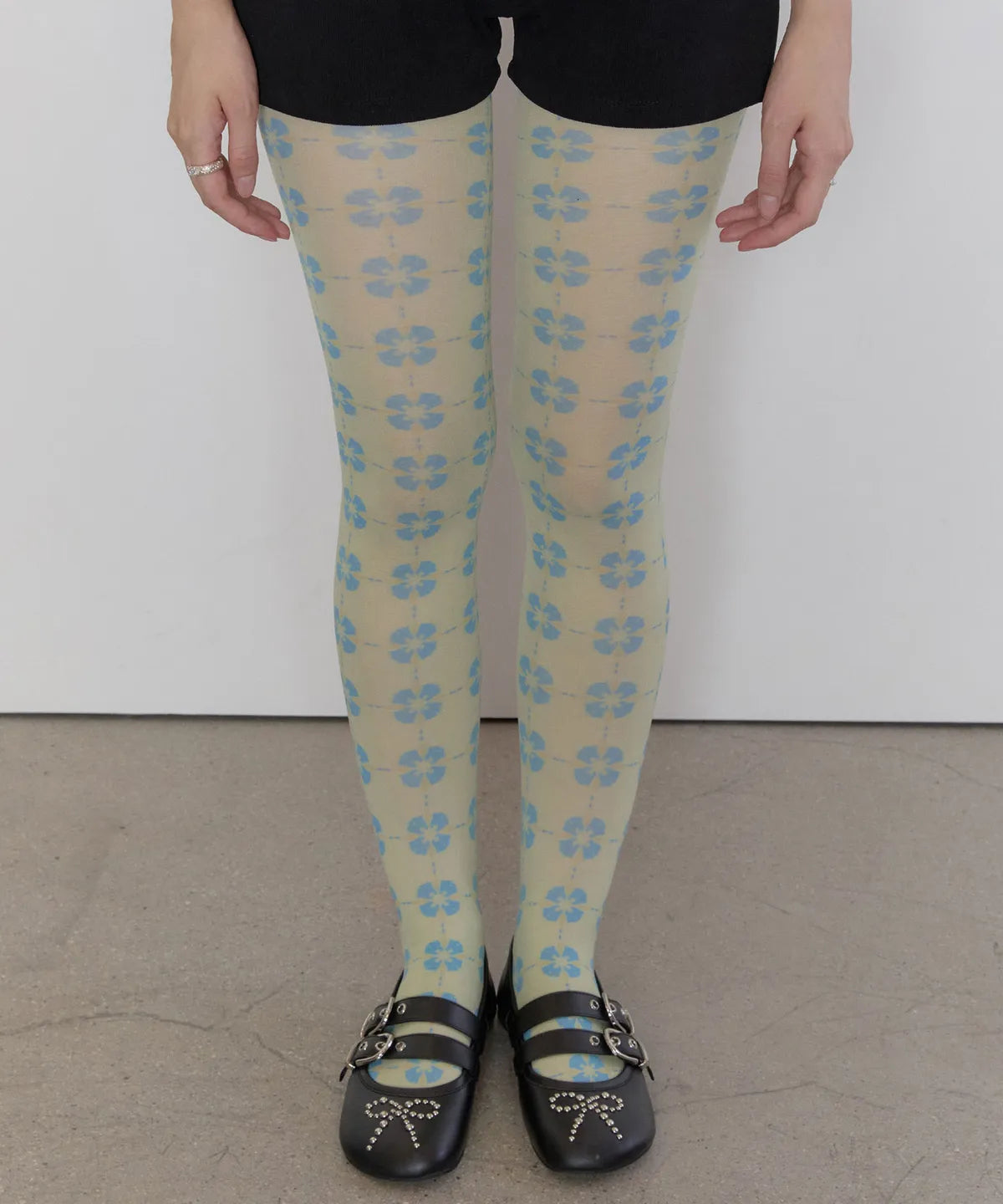 【typeservice】Flora Tile Tights [ Lime / Gray ]