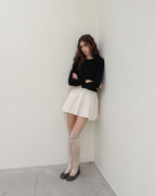 【PAES】Leather String Vintage Flat  [ White / Black ]