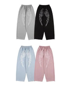 【Fancy Club】 ANGEL VINTAGE SWEATPANTS [Black / Blue / Gray / Pink]
