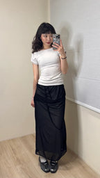 【Flare up】Draped Top [Black / White / Gray]
