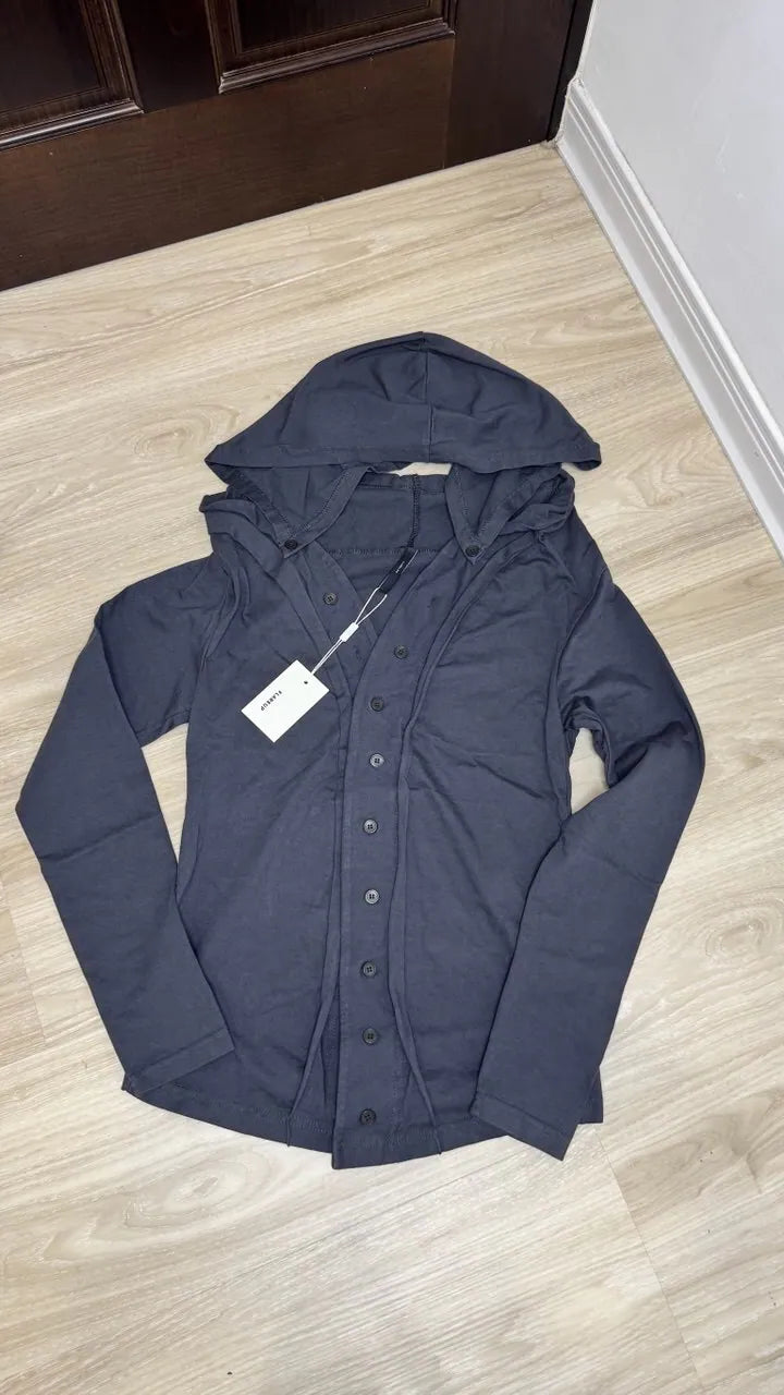 【Flare up】Braided Cardigan  [Black / Charcoal]