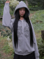 【Flare up】Ruffle Zip Hoodie  [Black / Gray / Dark gray / Cream]
