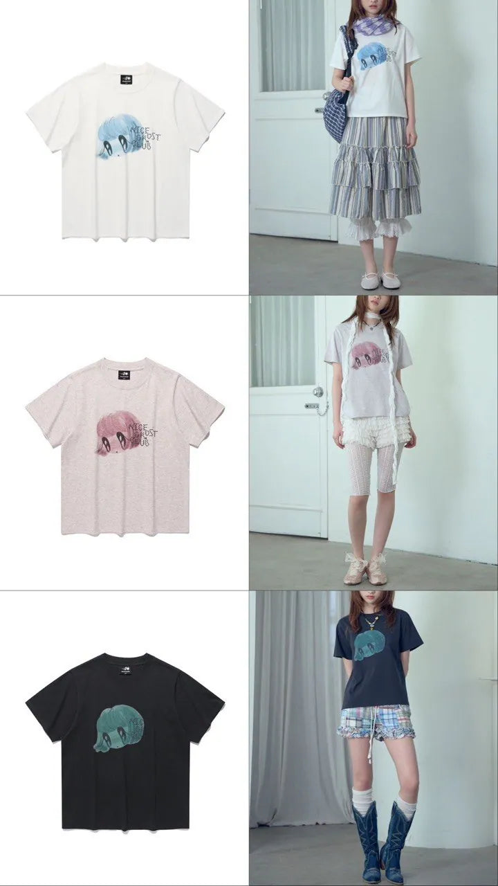 【niceghostclub】big eyes doll tee[ white / black / pink ]