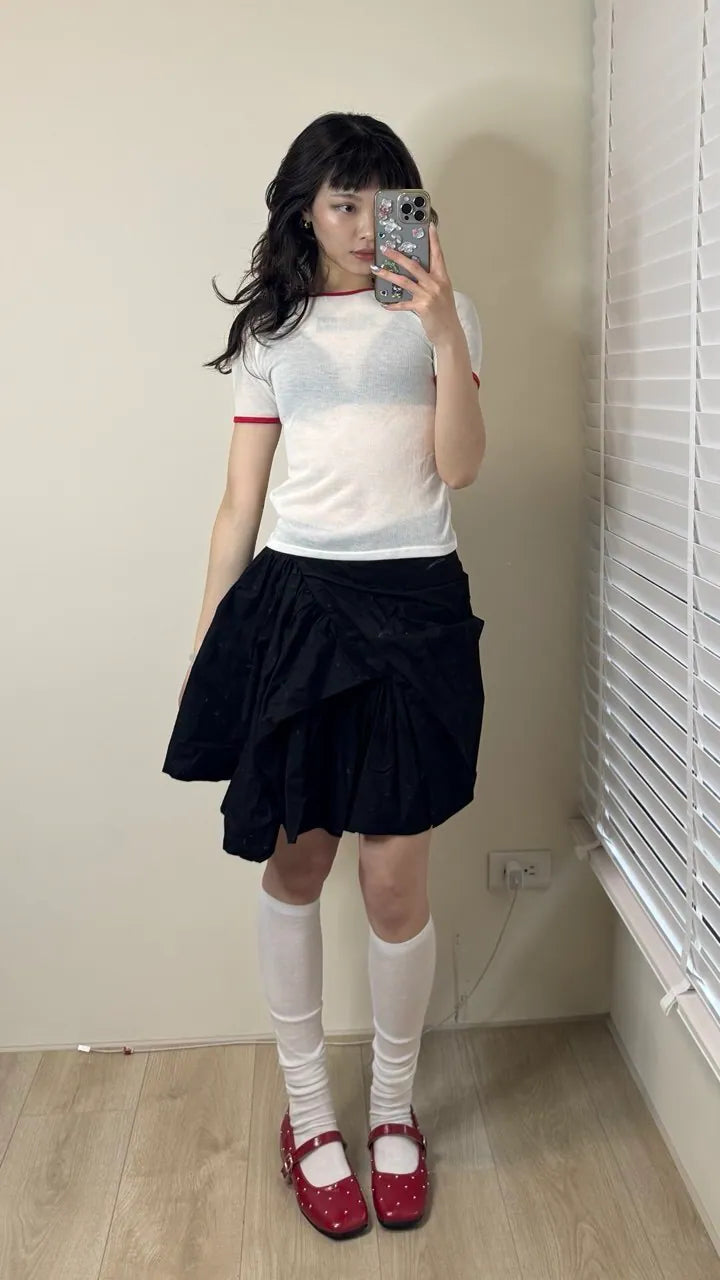 撞色兩件式短袖