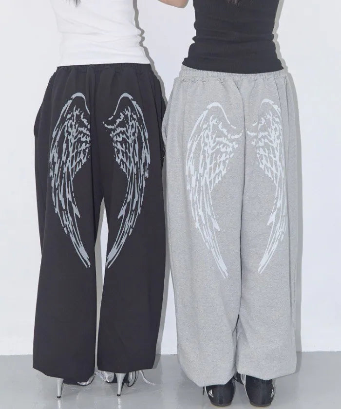 【Fancy Club】 ANGEL VINTAGE SWEATPANTS [Black / Blue / Gray / Pink]