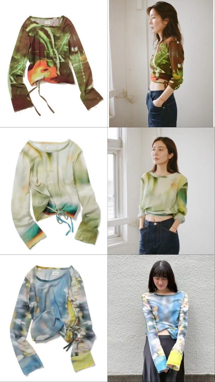 【PAMM】綁帶渲染薄長袖 - 3 colors