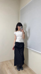【Flare up】 Layered Bustier T-shirt [4 colors]