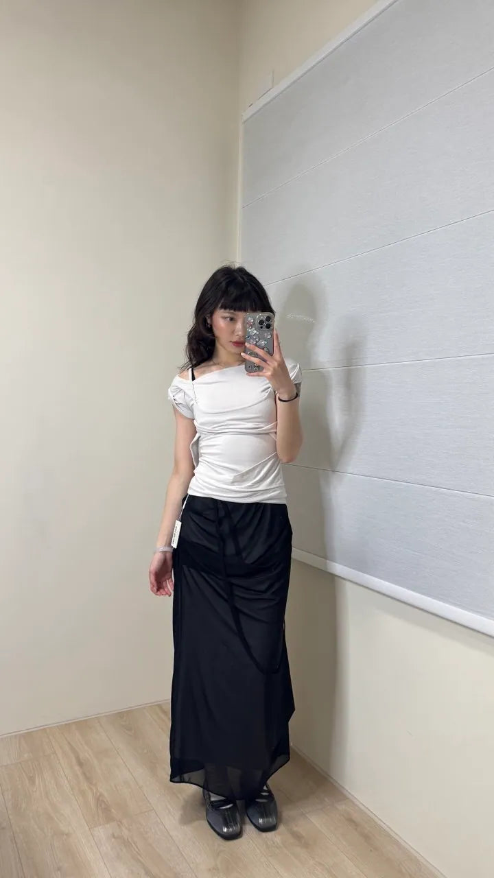 【Flare up】 Layered Bustier T-shirt [4 colors]