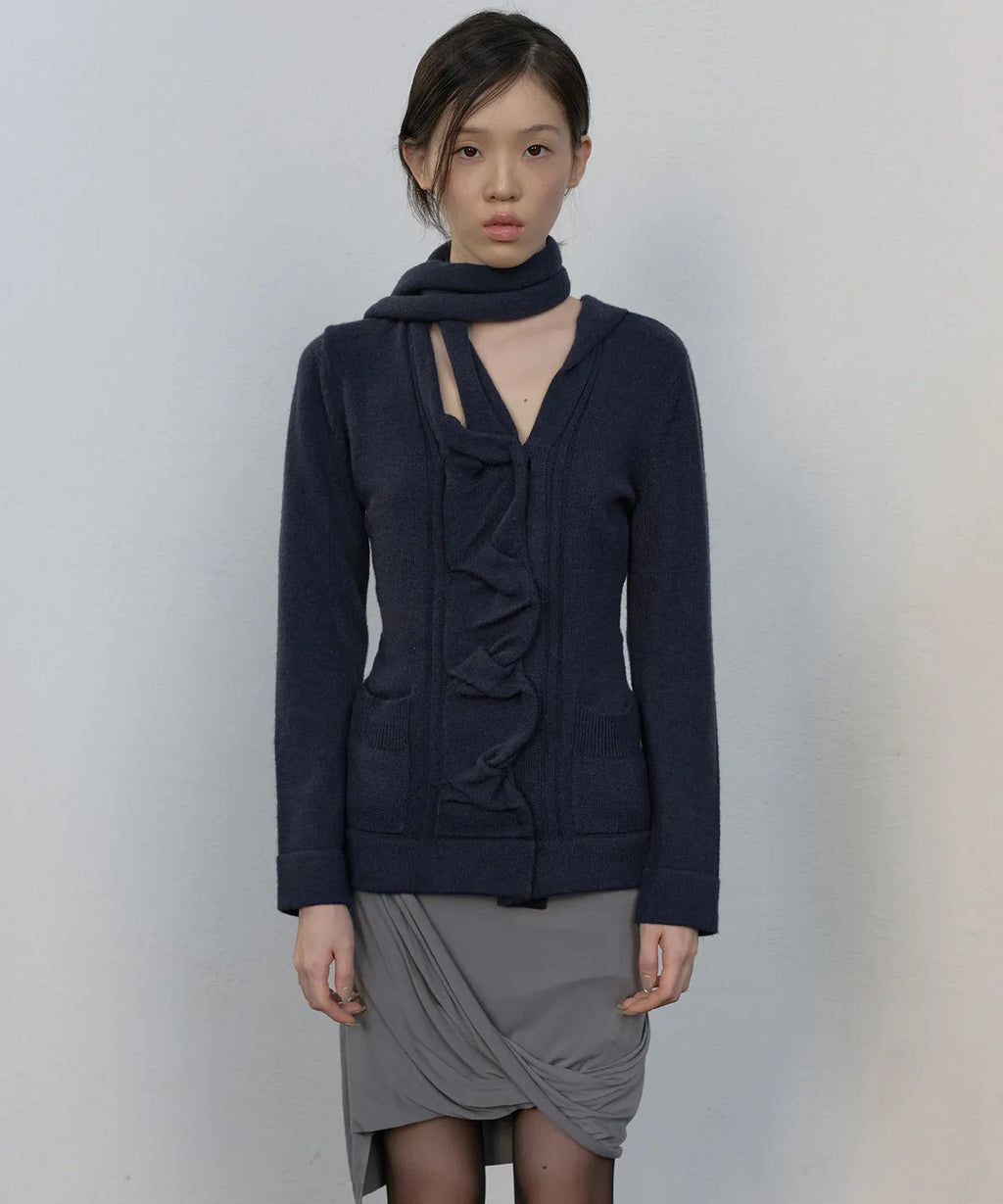 【Flare up】Sculpted Draped Cardigan - 2 colors