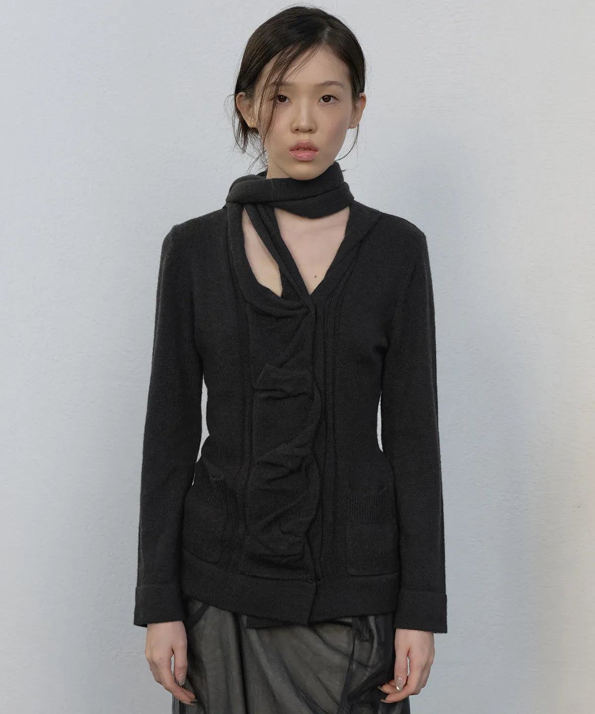 【Flare up】Sculpted Draped Cardigan - 2 colors