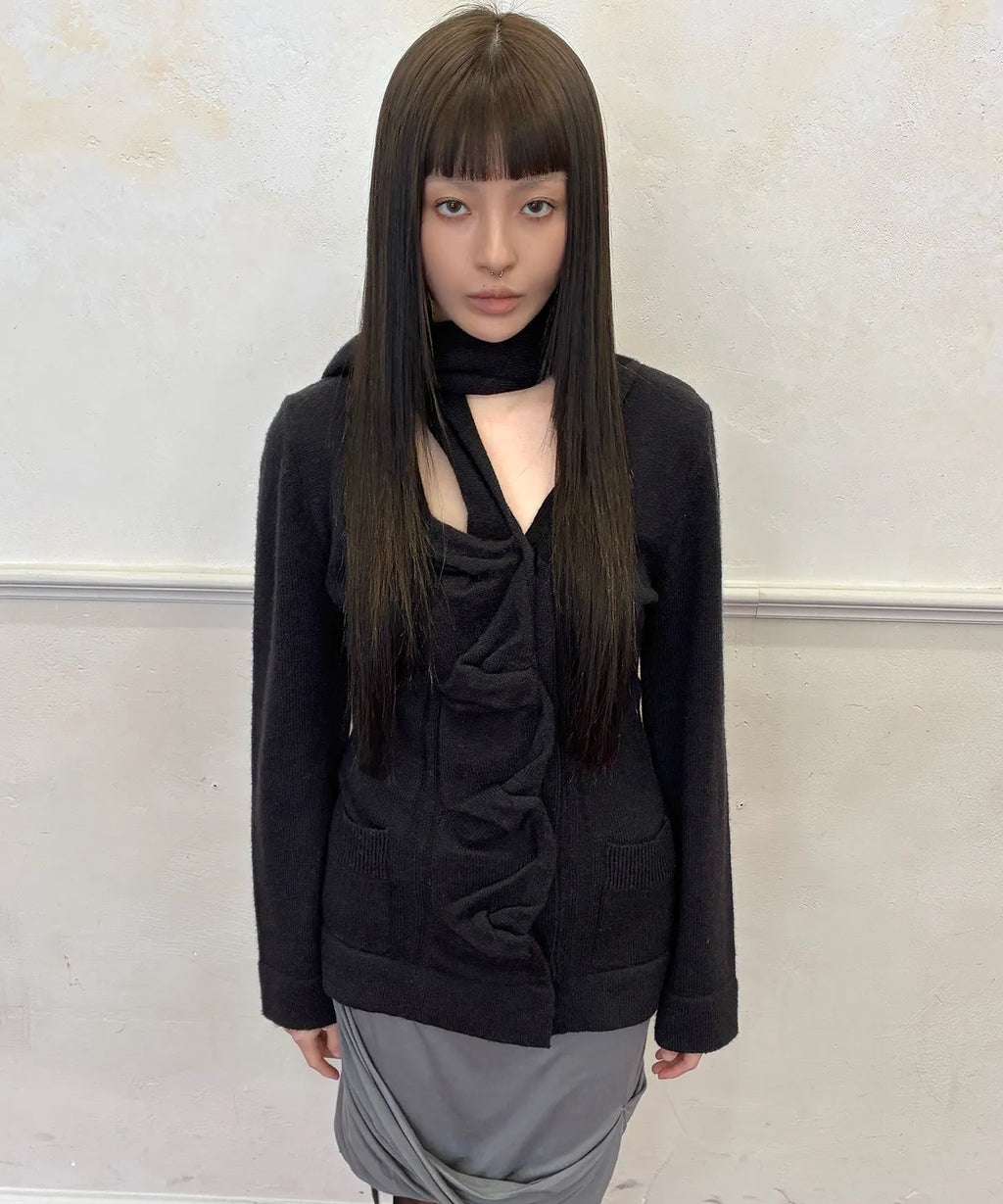 【Flare up】Sculpted Draped Cardigan - 2 colors
