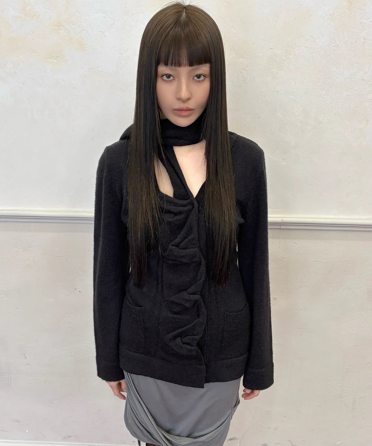 【Flare up】Sculpted Draped Cardigan - 2 colors