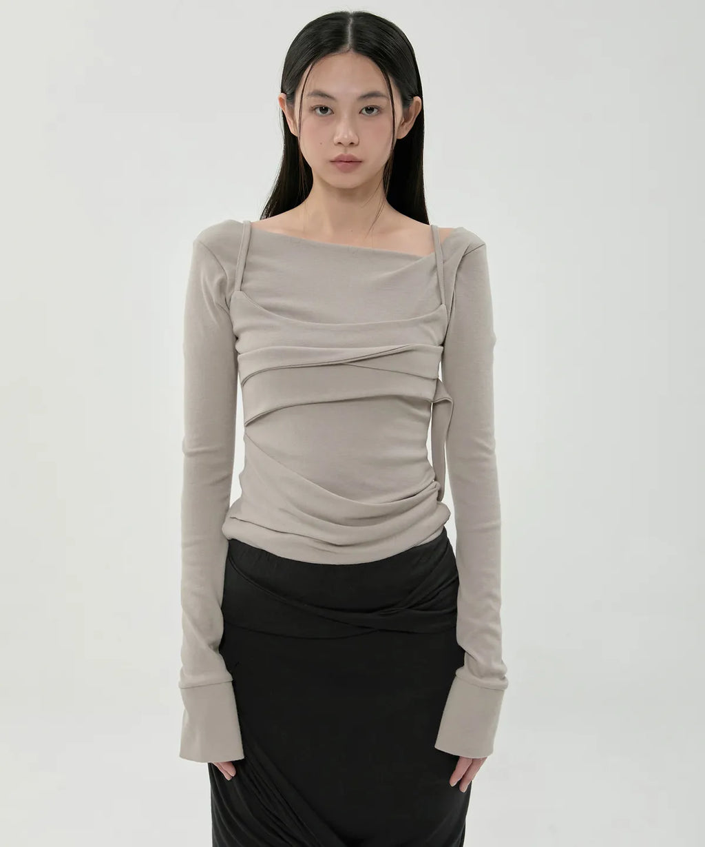 【Flare up】Layered Bustier Long Sleeve - 5 colors