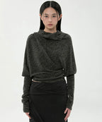 【Flare up】Knit Asymmetrical Long Sleeve - 3 colors