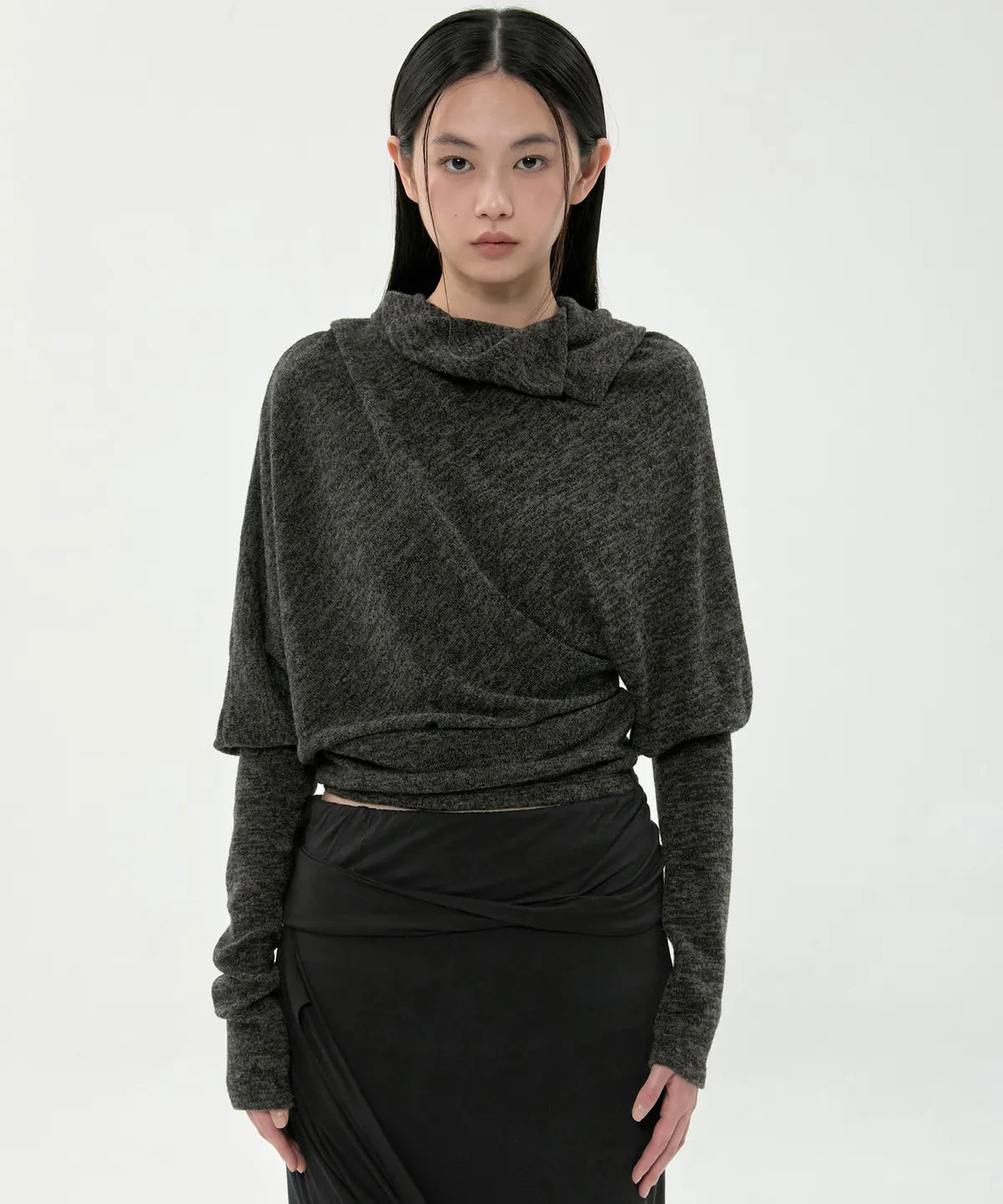 【Flare up】Knit Asymmetrical Long Sleeve - 3 colors