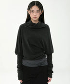 【Flare up】Knit Asymmetrical Long Sleeve - 3 colors