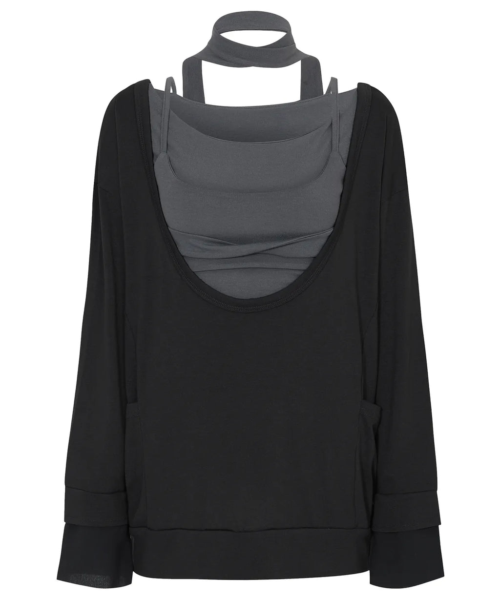 【Flare up】2-Layered Offset Long Sleeve - 3 colors