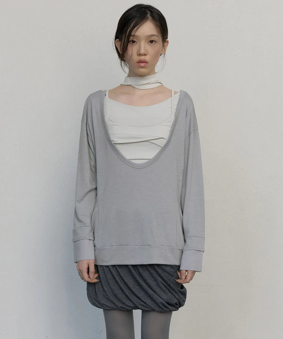 【Flare up】2-Layered Offset Long Sleeve - 3 colors