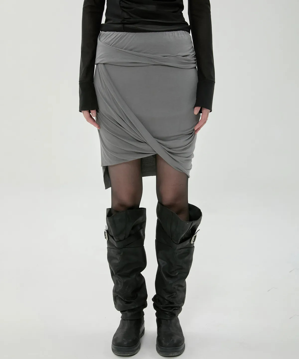 【Flare up】Asymmetrical Midi Skirt  - 2 colors