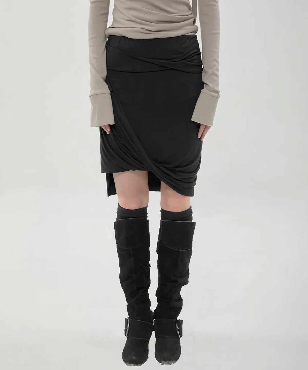 【Flare up】Asymmetrical Midi Skirt  - 2 colors