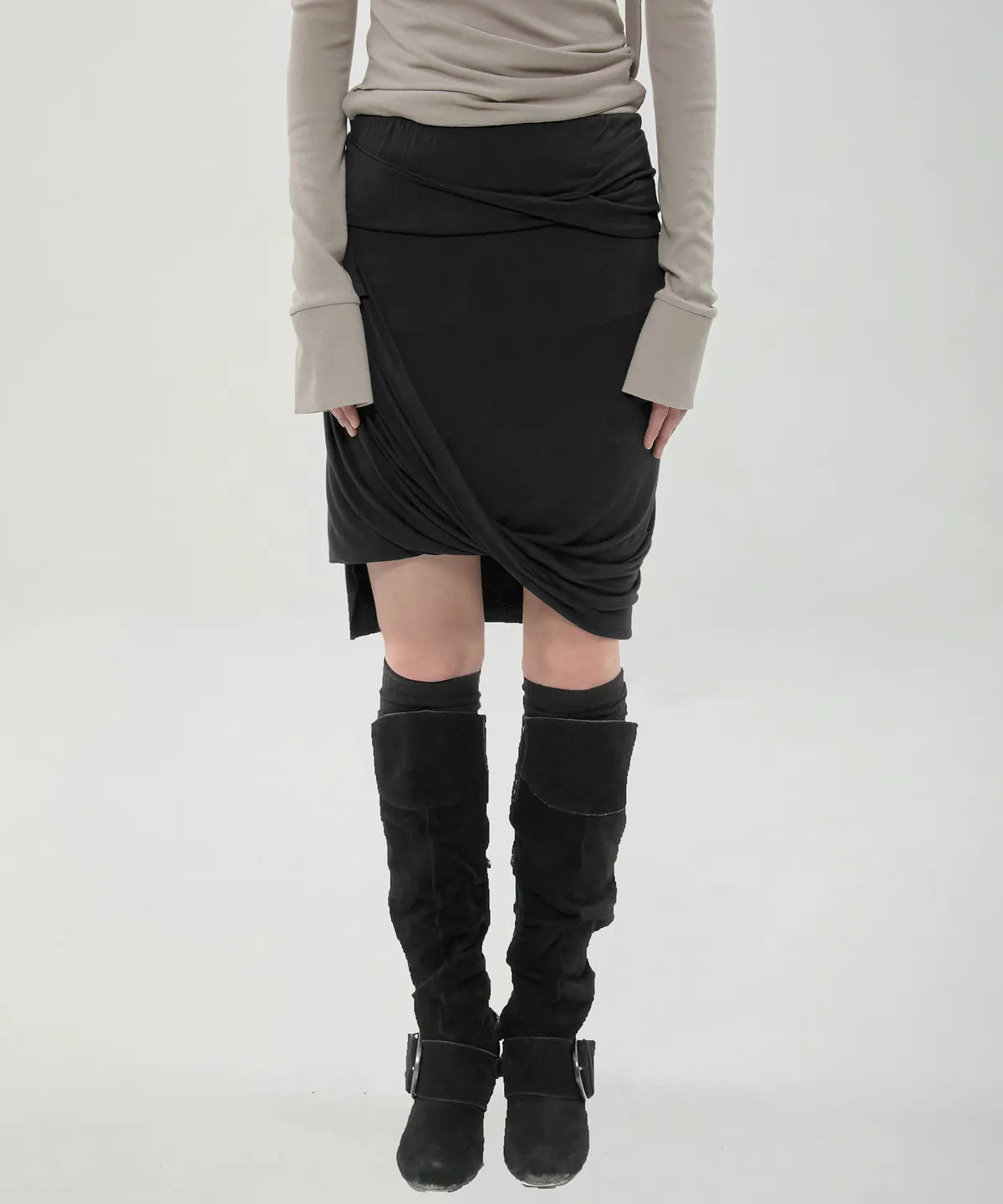 【Flare up】Asymmetrical Midi Skirt  - 2 colors