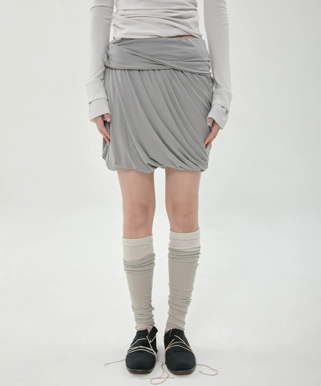 【Flare up】Layered Drape Midi Skirt - 3 colors