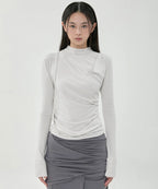 【Flare up】Draped Mock Neck Long Sleeve - 4 colors