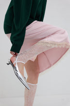 【overdue flair】 LACE SATIN MIDI SKIRT - 2 colors