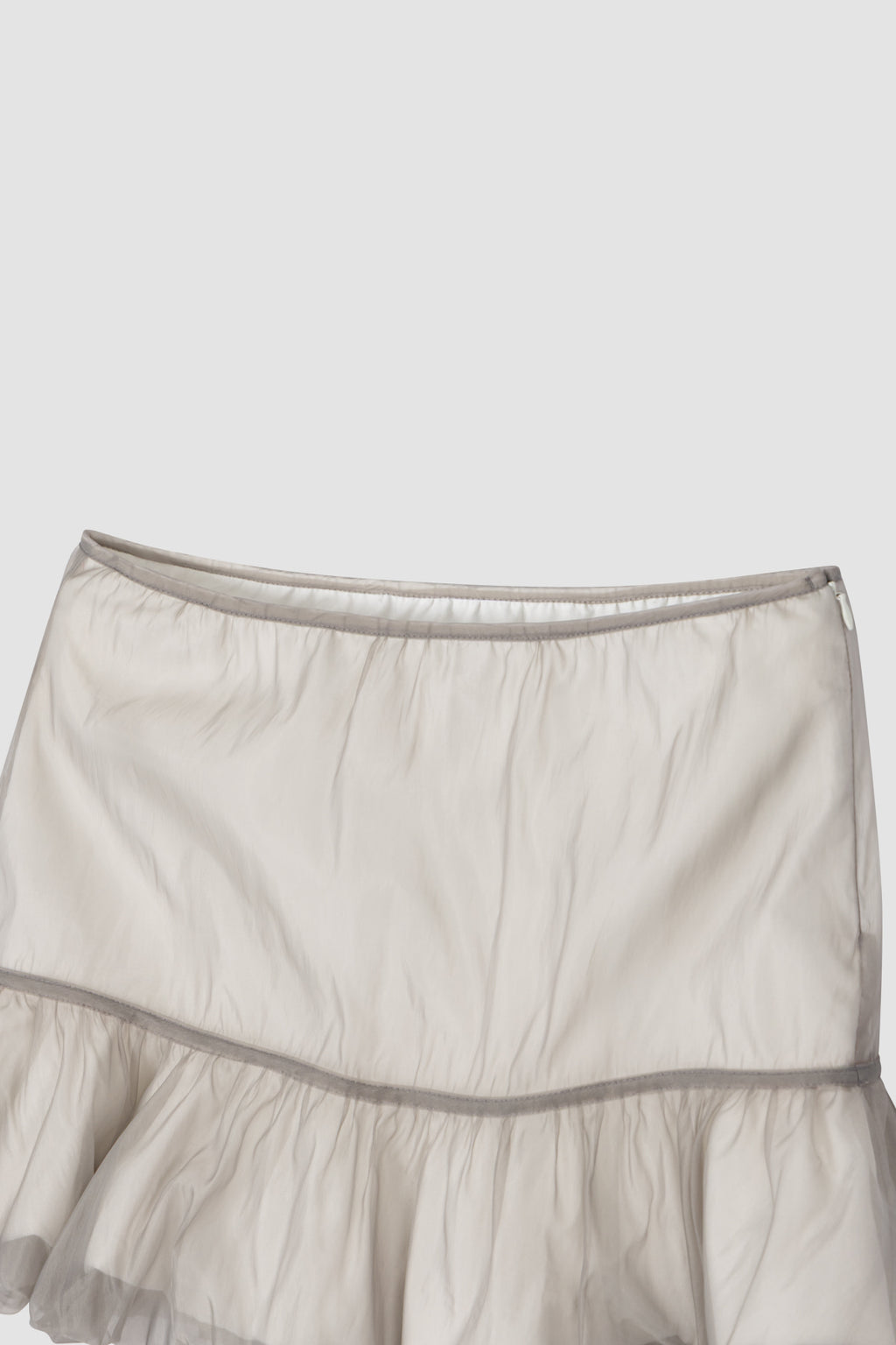 【overdue flair】ORGANZA LAYERED MINI SKIRT - GREY/WHITE