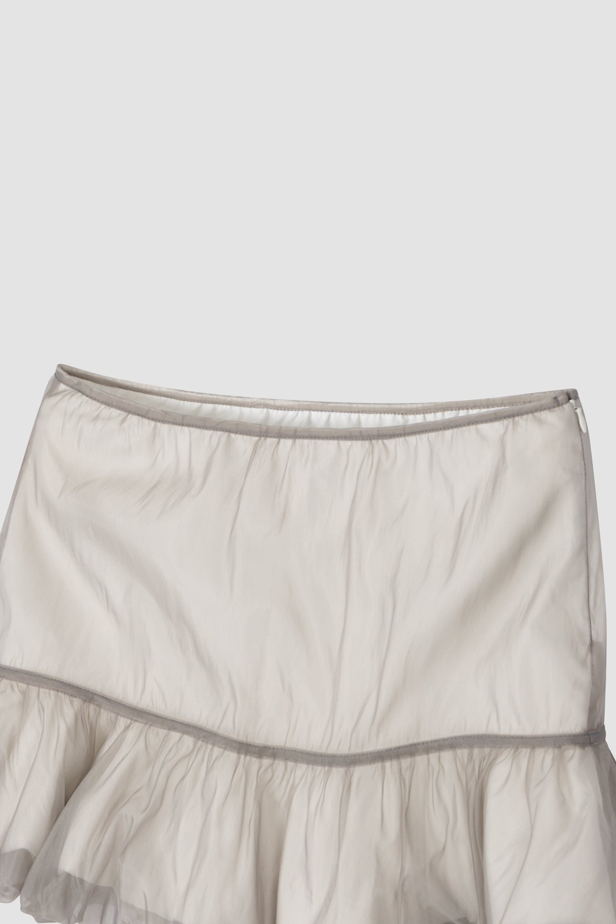 【overdue flair】ORGANZA LAYERED MINI SKIRT - GREY/WHITE