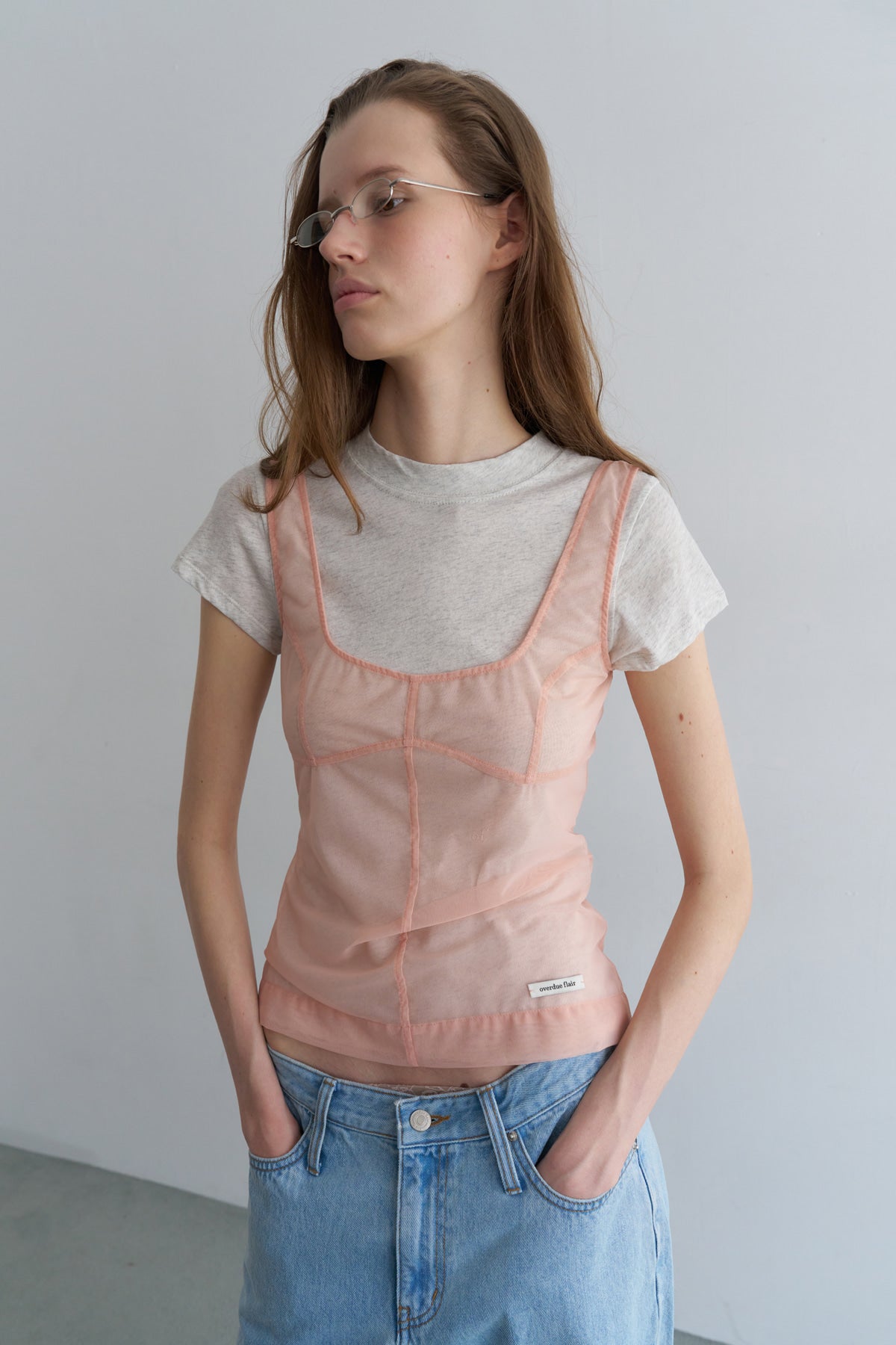 【overdue flair】MESH CORSET SLEEVELESS - 2 colors