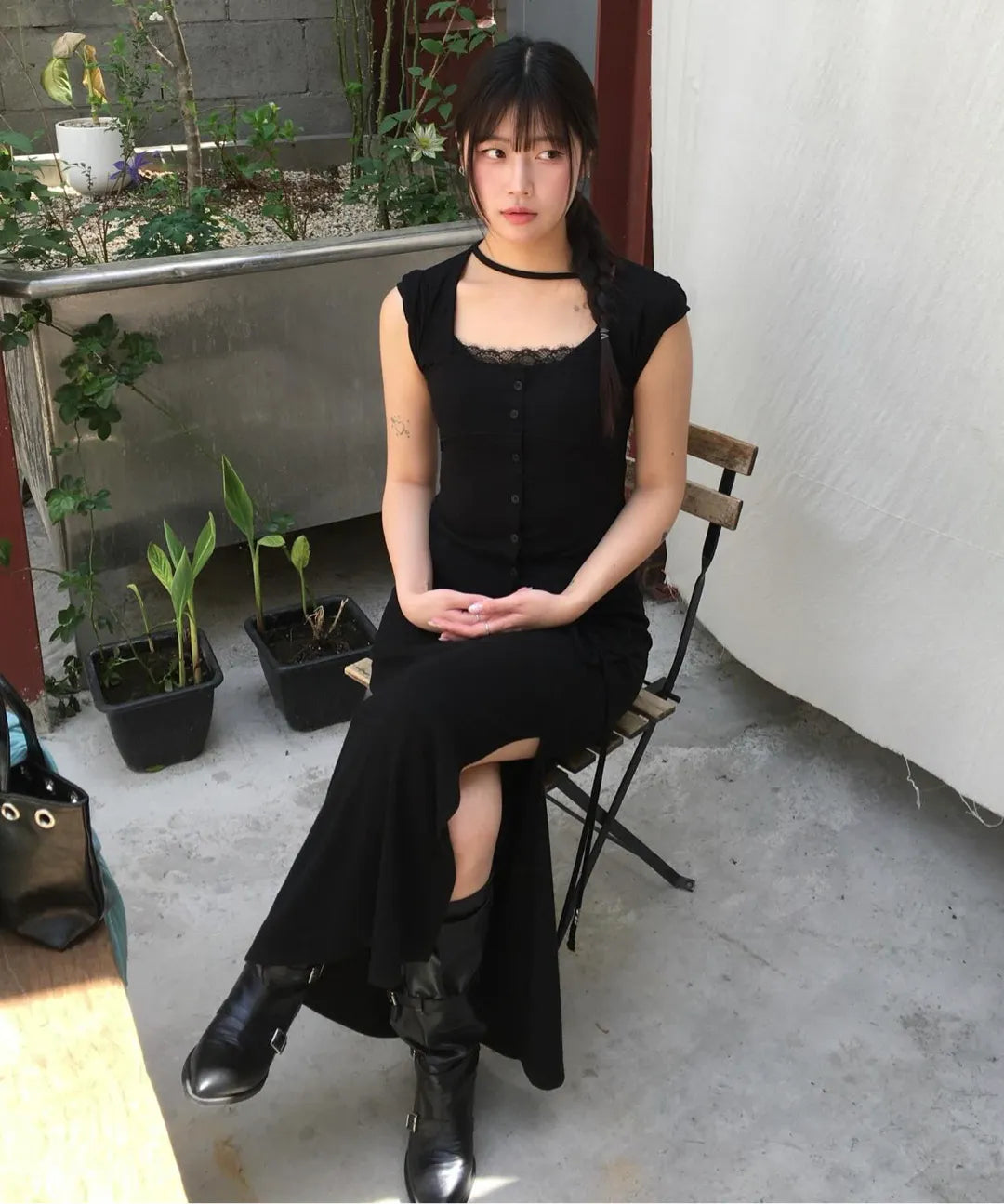 【Flare up】Lace Sleeve Top [Black / White / Gray]