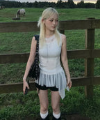 【Flare up】Layered Lace Frill Sleeveless - 3 colors