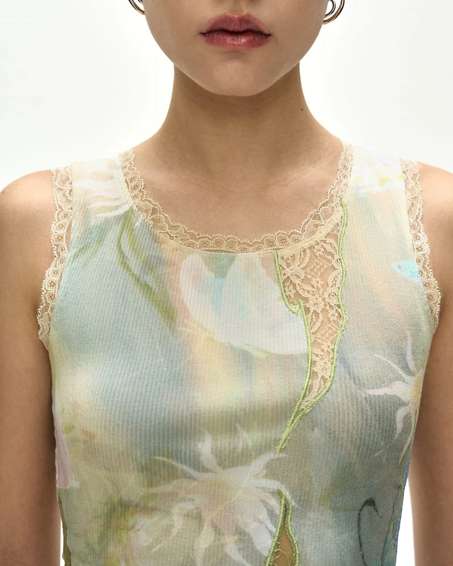 【ADSB】FISH & BUTTERFLY LACE EMBROIDERED TANK TOP