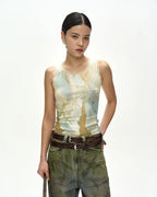 【ADSB】FISH & BUTTERFLY LACE EMBROIDERED TANK TOP