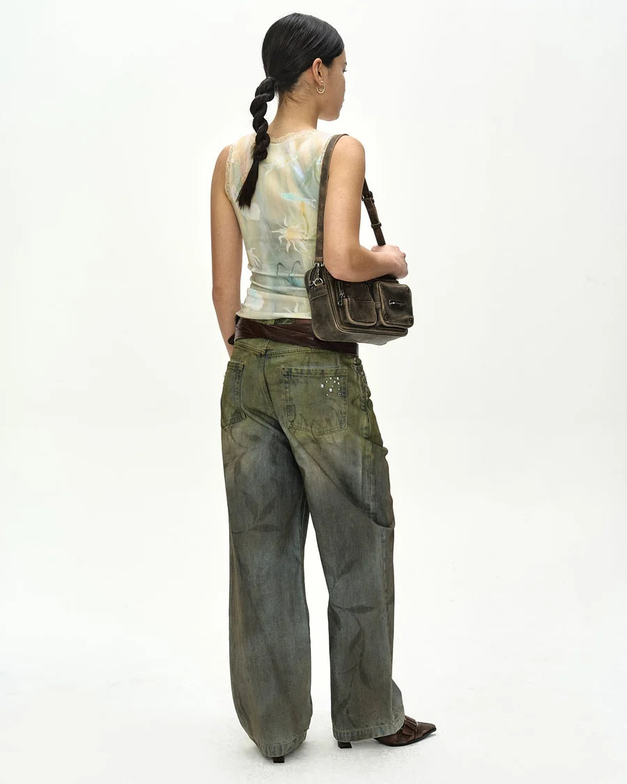 【ADSB】FISH & BUTTERFLY LACE EMBROIDERED TANK TOP