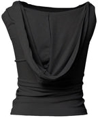 【Flare up】Asymmetric Snap Hoodie [Black / White / Gray]
