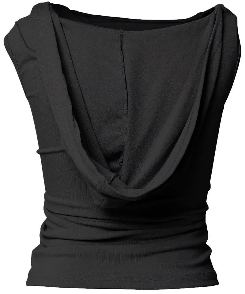 【Flare up】Asymmetric Snap Hoodie [Black / White / Gray]