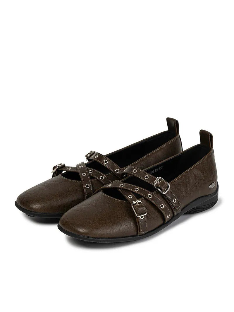 【KHIHO】Travel Flat Mary Jane [ Black / Brown ]