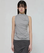 【Flare up】Draped Sleeveless Top [Black / White / Gray]
