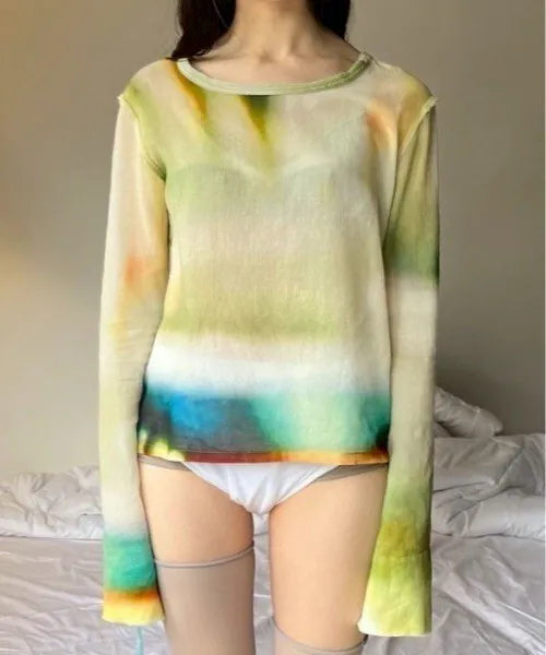 【PAMM】綁帶渲染薄長袖 - 3 colors