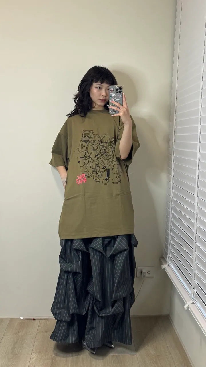 【niceghostclub】ghost angels photo big big tee [ khaki ]
