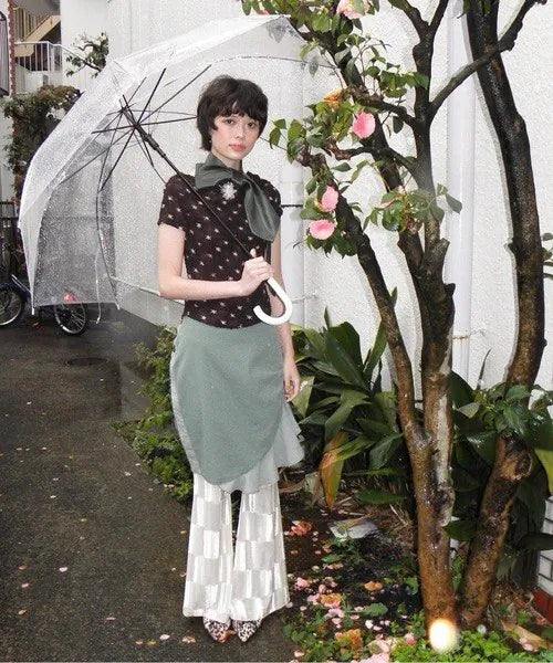 【musubore】褶皺滿版印花短袖