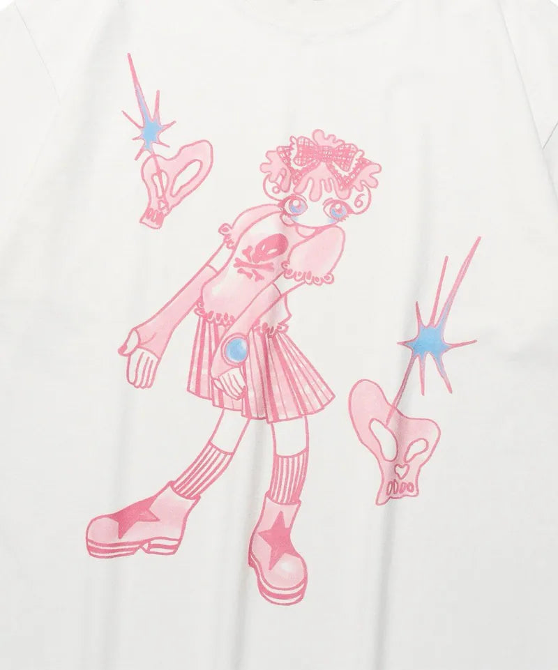 【niceghostclub】star shoes girl big big tee [ white ]