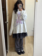 【niceghostclub】STAR GIRL BIGBIG HOODIE [ LIGHT GREY ]