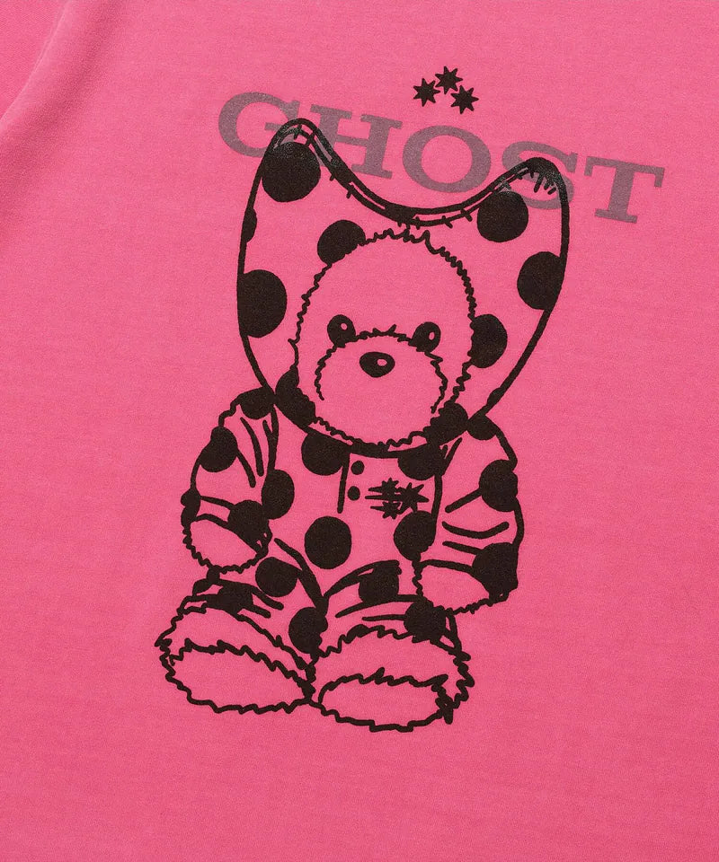 【niceghostclub】devil bear doll pigment dyed tee [ charcoal / pink ]