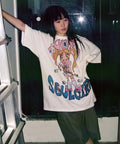 【niceghostclub】[ x soulpusssy cat ] ghostsoulgirl gyaru big big tee [pink/white]