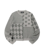 【niceghostclub】PATCHWORK KNIT CARDIGAN [GREY / BEIGE]